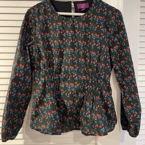 J. Crew Women's Floral Black Top